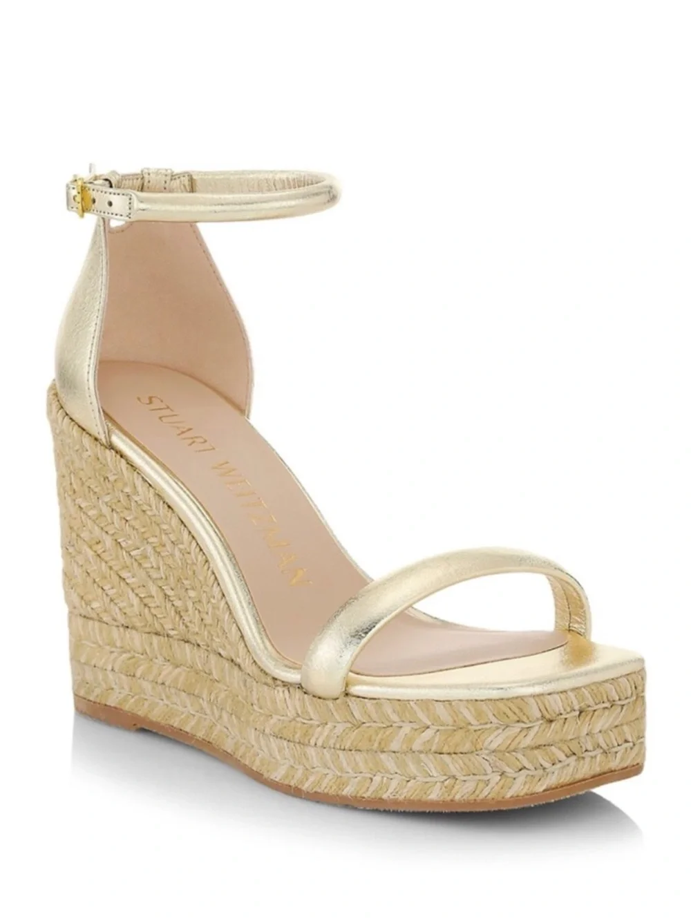 “STUART WEITZMAN”  Nudist Metallic Gold Espadrille Wedge Sandal - Picture 4 of 16